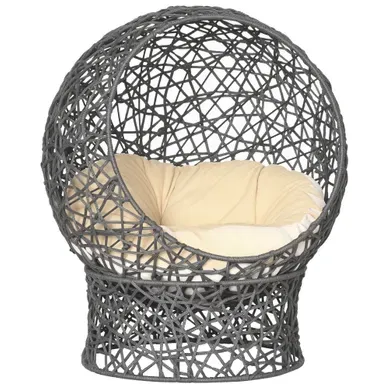 Panier Niche Pour Chat Sur Pied Avec Coussin Blanc Crème Et Marron 50x50x60 Cm
