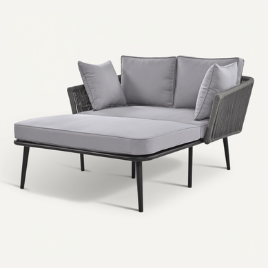 Canapé De Jardin 2 Places En Tissu, Coussins Lavables, Idéal Extérieur Et Balcon, Gris Canapé De Jardin 2 Places En Tissu, Coussins Lavables, Idéal Extérieur Et Balcon, Gris