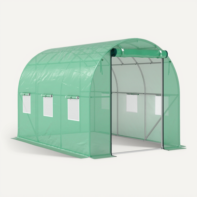 Serre En Plastique 3 X 2 X 2 M, Avec 6 Fenêtres, Porte Enroulable, Tunnel Résistant Aux Uv, Vert