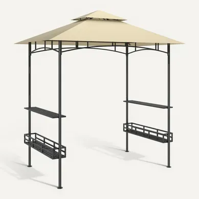 Pavillon De Jardin 240x150x257cm, Imperméable, Résistant Au Feu, Avec étagères, ,beige