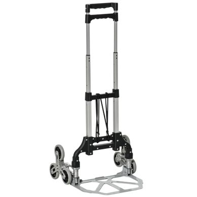 Diable Monte-escalier Aluminium Pliable 6 Roues Et Corde Fixe, 70 Kg Max, , Argent Diable Monte-escalier Aluminium Pliable 6 Roues Et Corde Fixe, 70 Kg Max, , Argent