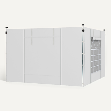 Set De 2 Parois Avec Fenêtres Et Porte Pour Pavillon 3x3/3x6m, Oxford, ,blanc