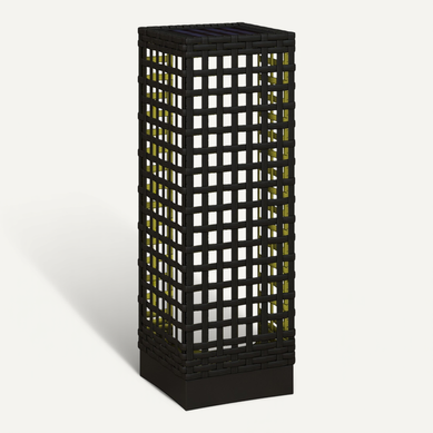 Lampe Solaire En Rattan Design 15,5x15,5x46cm étanche Avec Capteur De Lumière, Noire Lampe Solaire En Rattan Design 15,5x15,5x46cm étanche Avec Capteur De Lumière, Noire