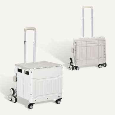 Caddie Pliable Avec Poignée Réglable Et Couvercle, Monte-escalier 80 Kg, , Blanc Caddie Pliable Avec Poignée Réglable Et Couvercle, Monte-escalier 80 Kg, , Blanc