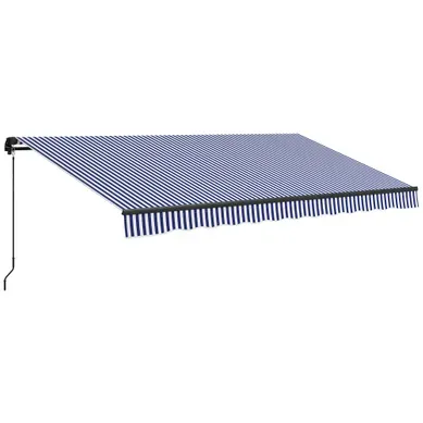 Bannière Murale 4x3m En Aluminium, Protection Solaire, Manivelle, Bleu Et Blanc
