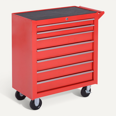 Chariot Atelier Acier 7 Tiroirs Sur Roulettes Verrouillables 150 Kg, , Rouge Chariot Atelier Acier 7 Tiroirs Sur Roulettes Verrouillables 150 Kg, , Rouge