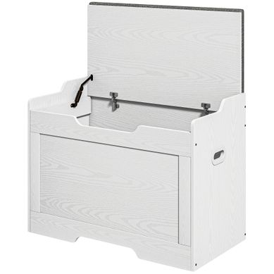 Coffre De Rangement En Bois Avec Couvercle, Assise Rembourrée, Pour Salon, Blanc Coffre De Rangement En Bois Avec Couvercle, Assise Rembourrée, Pour Salon, Blanc