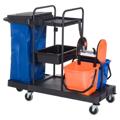Chariot De Nettoyage Avec 4 Roulettes,chariot à Système Pour Nettoyage Professionnel,111x63,3x103 Cm Chariot De Nettoyage Avec 4 Roulettes,chariot à Système Pour Nettoyage Professionnel,111x63,3x103 Cm