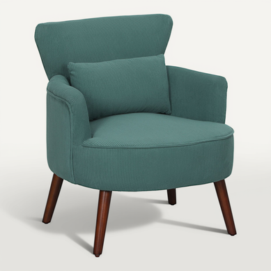 Fauteuil Lounge En Tissu Côtelé, Dossier, Accoudoirs Arrondis, Rembourré, Pieds Bois, Vert Foncé Fauteuil Lounge En Tissu Côtelé, Dossier, Accoudoirs Arrondis, Rembourré, Pieds Bois, Vert Foncé