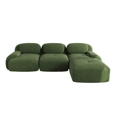 Canapé Compressé, Canapé D'angle Modulable, Design Ergonomique, Velours Côtelé, Vert Canapé Compressé, Canapé D'angle Modulable, Design Ergonomique, Velours Côtelé, Vert