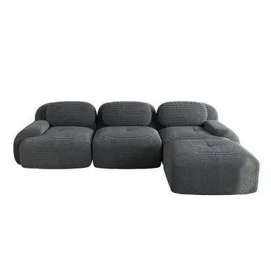 Canapé Compressé, Canapé D'angle Modulable, Design Ergonomique, Velours Côtelé, Gris Canapé Compressé, Canapé D'angle Modulable, Design Ergonomique, Velours Côtelé, Gris