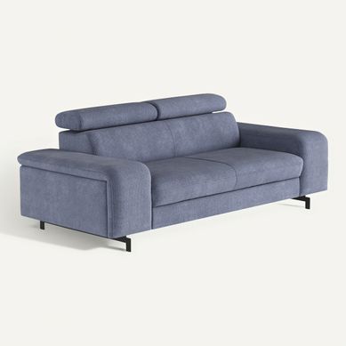 Canapé reposse pieds 3 places EMMA orlando bleu vue 3/4