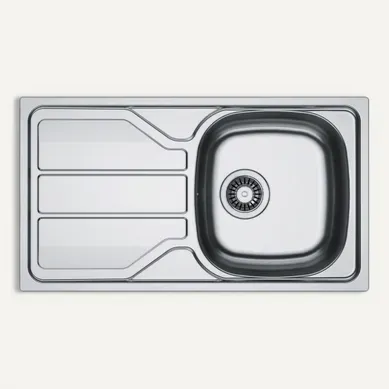 Evier acier inoxydable 1 bac FLASH 78x43,5 cm inox lisse Evier acier inoxydable 1 bac FLASH 78x43,5 cm inox lisse vue de face