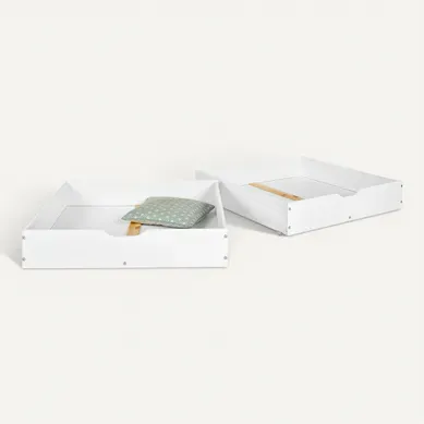 Lot De 2 Tiroirs Pour Lit Superposé Aaron   Blanc 90x190 Cm