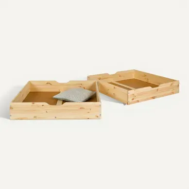 Lot De 2 Tiroirs Pour Lit Superposé Aaron   Bois Naturel 90x190 Cm