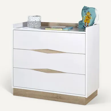 Commode 3 Tiroirs Nais Blanc Et Bois Commode 3 Tiroirs Nais Blanc Et Bois