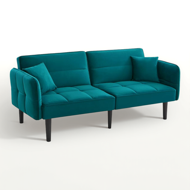 Canapé Convertible 2 Places En Tissu Coton-lin – Dossier Réglable 3 Positions, Transformable En Lit 166x95 Cm