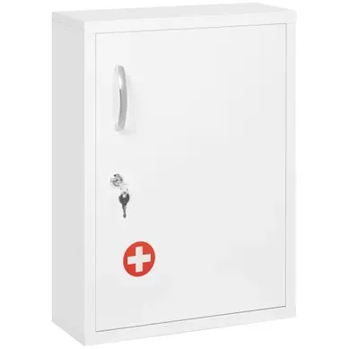 Armoire à Pharmacie Murale Verrouillable En Acier Blanc 40x15x53,5 Cm
