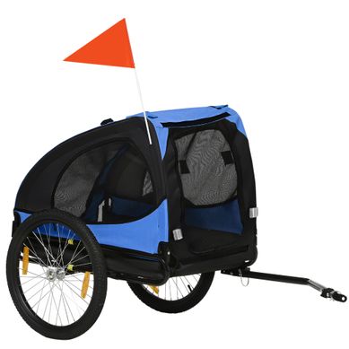 Remorque Vélo Pliable Pour Chien, Cadre Acier, Tissu Oxford, Bleu Remorque Vélo Pliable Pour Chien, Cadre Acier, Tissu Oxford, Bleu
