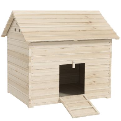 Maison Pour Canards En Sapin Avec Toit Basculant Et Rampe, 100x82,5x91 Cm Maison Pour Canards En Sapin Avec Toit Basculant Et Rampe, 100x82,5x91 Cm