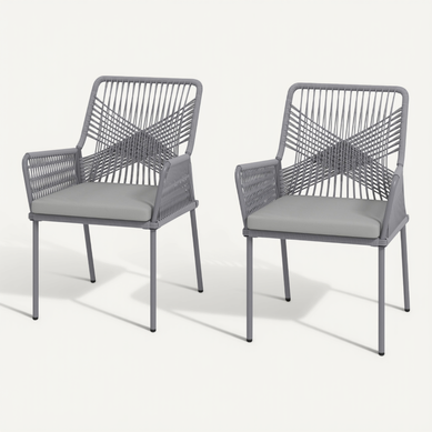Lot De 2 Chaises De Jardin En Rotin Gris Foncé Avec Coussins Amovibles, Résistantes Aux Intempéries Lot De 2 Chaises De Jardin En Rotin Gris Foncé Avec Coussins Amovibles, Résistantes Aux Intempéries