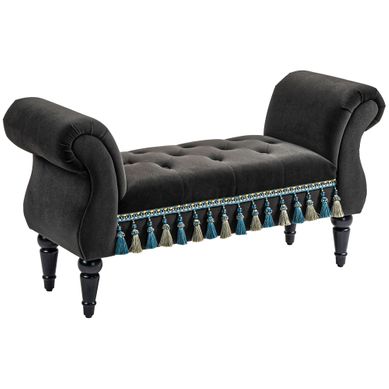 Banc Rembourré Vintage Avec Rangement - Gris Foncé