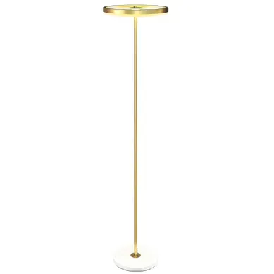 Lampadaire LED Dimmable Avec 3 Niveaux De Lumière, Métal Et Acrylique, Doré