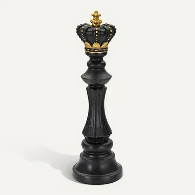 Roi D'échecs Noir Et Doré Décoratif Pour Salon Et Bureau 40,5 Cm Roi D'échecs Noir Et Doré Décoratif Pour Salon Et Bureau 40,5 Cm