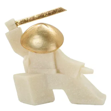 Statue Samouraï Oda Quarzy Blanc Et Or 19 Cm