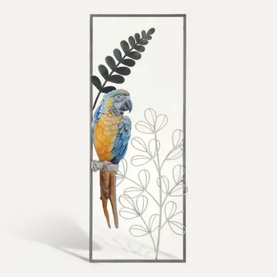 Panneau Mural Décoratif Rectangulaire En Métal Perroquet Coloré 28x74 Cm Panneau Mural Décoratif Rectangulaire En Métal Perroquet Coloré 28x74 Cm