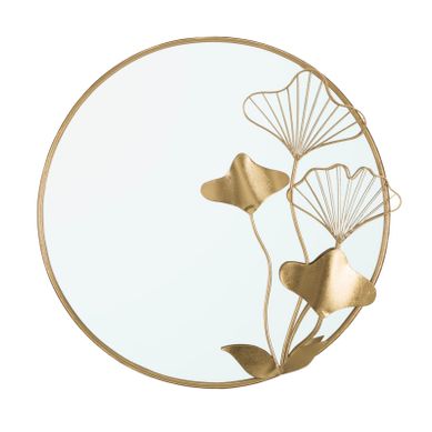 Miroir Mural Rond Doré 75x72 Cm Avec Décoration Florale élégante Miroir Mural Rond Doré 75x72 Cm Avec Décoration Florale élégante