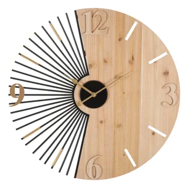 Horloge Murale 60 Cm En Métal Et Bois Avec Rayons Solaires Multicolores Horloge Murale 60 Cm En Métal Et Bois Avec Rayons Solaires Multicolores