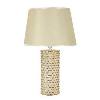 Lampe à Poser Céramique Dorée D.30x47,5 Cm Décor En Relief Avec Abat-jour Blanc Lampe à Poser Céramique Dorée D.30x47,5 Cm Décor En Relief Avec Abat-jour Blanc