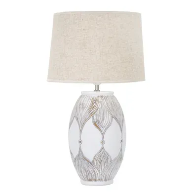 Lampe à Poser En Résine Blanche Et Brune D.38x67 Cm Avec Abat-jour Beige Style Bohème Chic Lampe à Poser En Résine Blanche Et Brune D.38x67 Cm Avec Abat-jour Beige Style Bohème Chic