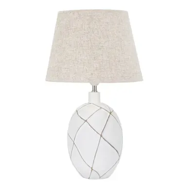 Lampe à Poser En Résine D.35x60 Cm Blanc Vieilli Et Brun Avec Abat-jour Beige Style Bohème Chic Lampe à Poser En Résine D.35x60 Cm Blanc Vieilli Et Brun Avec Abat-jour Beige Style Bohème Chic