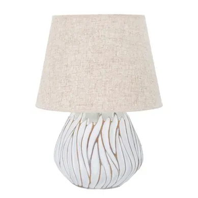 Lampe à Poser En Résine D.35x48 Cm Blanc Vieilli Brun Avec Abat-jour Beige Style Bohème Chic Lampe à Poser En Résine D.35x48 Cm Blanc Vieilli Brun Avec Abat-jour Beige Style Bohème Chic