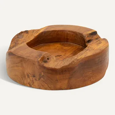 Plateau Vide-sac En Teck Recyclé D. 21 Cm – Formes Sinueuses Artisanales