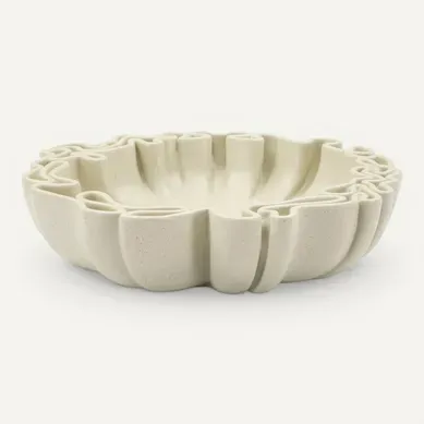 Plateau Sculptural 40,5x38,5x9,5 Cm En Polyresine Crème Style Moderne
