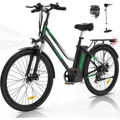Vélo Électrique Hitway 26” Vae - 7 Vitesses - Batterie Amovible 36v 12ah - Noir