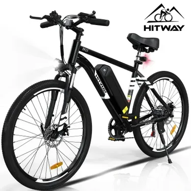 Hitway Vélo électrique Vae 27.5" Noir, Batterie Amovible 36v 13ah, 7-vitesses, Vtt Ville E-bike