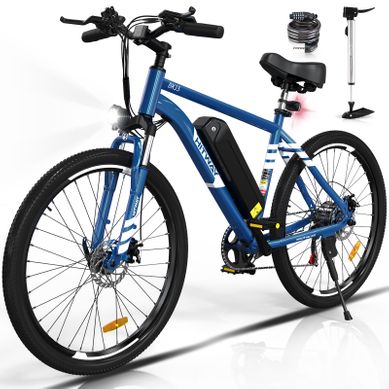 Hitway Vélo électrique Vae 27.5" Bleu, Batterie Amovible 36v 13ah, 7-vitesses, Vtt Ville E-bike