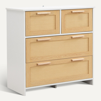 Commode En Rotin 4 Tiroirs, Meuble De Rangement, Dimensions : L80/d80/h38cm Commode En Rotin 4 Tiroirs, Meuble De Rangement, Dimensions : L80/d80/h38cm