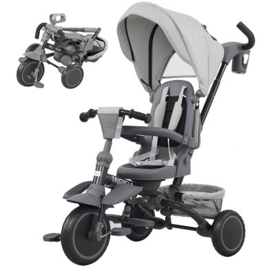 Tricycle 6-en-1 Pour Bébé Avec Siège Réglable, Guidon Et Pliable, Gris Tricycle 6-en-1 Pour Bébé Avec Siège Réglable, Guidon Et Pliable, Gris