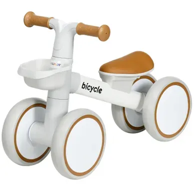Draisienne Enfant 1-3 Ans, Siège Réglable, Roues Silencieuses, Brun/blanc Draisienne Enfant 1-3 Ans, Siège Réglable, Roues Silencieuses, Brun/blanc