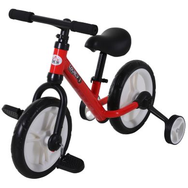 Vélo Enfant 2-en-1 Avec Stabilisateurs Et Pédales, Siège Réglable, Rouge Vélo Enfant 2-en-1 Avec Stabilisateurs Et Pédales, Siège Réglable, Rouge