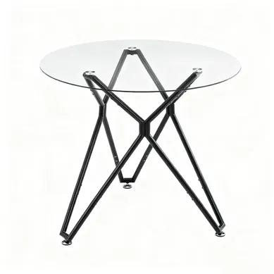 Table Ronde 90 Cm En Verre Trempé Pour 1-4 Personnes, Noire