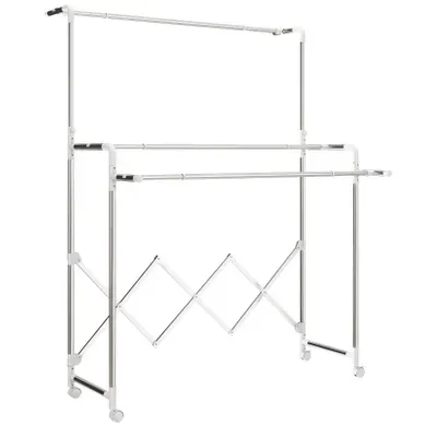 étendoir à Linge Pliable Sur Roulettes Avec 3 Barres Réglables En Acier Inox étendoir à Linge Pliable Sur Roulettes Avec 3 Barres Réglables En Acier Inox