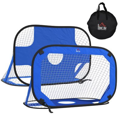 Lot De 2 Mini Buts De Football Pliables Pop Up Avec Sac De Transport, 123x80x80 Cm, Bleu Lot De 2 Mini Buts De Football Pliables Pop Up Avec Sac De Transport, 123x80x80 Cm, Bleu
