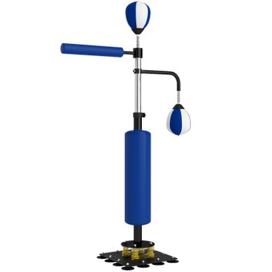 Stand De Boxe Avec Deux Speedballs, Barre Tournante Et Kickpad, Réglable En Hauteur Stand De Boxe Avec Deux Speedballs, Barre Tournante Et Kickpad, Réglable En Hauteur