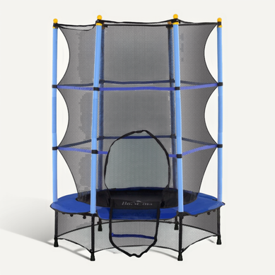 Trampoline Enfant D.140 Cm Bleu Avec Filet De Sécurité Et Tapis Plastique, Intérieur Et Extérieur Trampoline Enfant D.140 Cm Bleu Avec Filet De Sécurité Et Tapis Plastique, Intérieur Et Extérieur